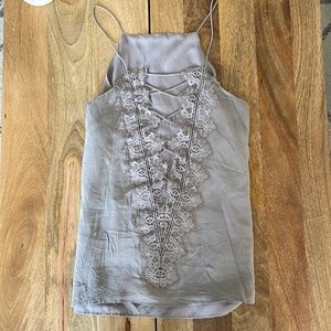 Cami NYC silk grey tank lace cutout size M